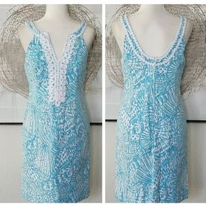 Lilly Pulitzer Blue & White Sheath Dress Size 10